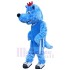 Plush Blue Wolf Mascot Costume Animal with Red Crown