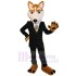 Gentlemanly Wolf Mascot Costume Animal in Black Suit