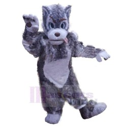 Funny Gray Wolf Mascot Costume Animal with Tongue