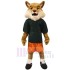 High Quality Brown Coyote Wolf Mascot Costume Animal in Black T-shirt