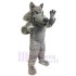 Fierce Grey Wolf Mascot Costume Animal with Blue Eyes