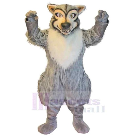 Superb Fierce Gray and White Wolf Mascot Costume Animal