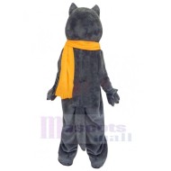 Funny Gray Wolf Mascot Costume Animal with Orange Scarf