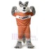 Fierce Gray Wolf Mascot Costume Animal in Orange Clothes