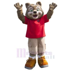 Happy Big Eyes Brown Wolf Mascot Costume Animal