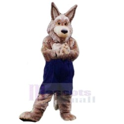 Funny Brown Coyote Wolf Mascot Costume Animal in Dark Blue Pants