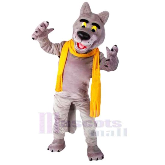 Top Quality Wolf Mascot Costume Animal with Yellow Scarf