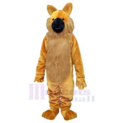 Yellow Brown Wolf Mascot Costume Animal with Black Nose