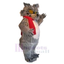 Scary Wolf Mascot Costume Animal with Red Scarf