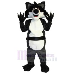 Happy Black Wolf with Sharp Claws Mascot Costume Animal