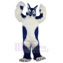 Long Fur Blue and White Wolf Mascot Costume Animal