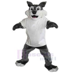 Robust Wolf Mascot Costume Animal in White T-shirt