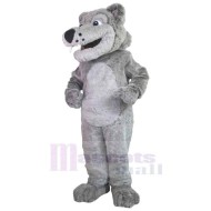 Plush Gray Wolf Mascot Costume Animal with Fangs