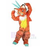 Long-horned Orange Wolf Mascot Costume Animal