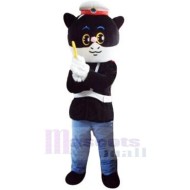 Sheriff genial del gato negro Traje de la mascota de dibujos animados