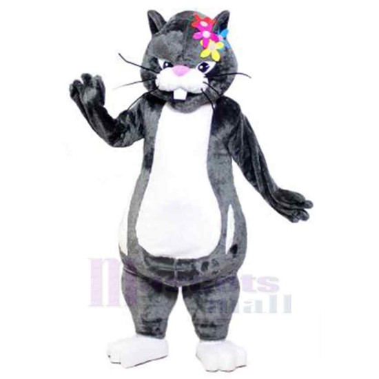 Fierce Black Cat Mascot Costume Animal with Buck Teeth