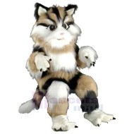 Cute Long Fur Black White and Brown Cat Mascot Costume Animal