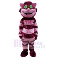 Smiling Striped Cat Mascot Costume Animal with Green Eyes