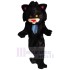 Furry Black Cat Mascot Costume Animal with Yellow Eyes