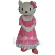 Hello Kitty Cat Mascot Costume Cartoon in Pink Dress