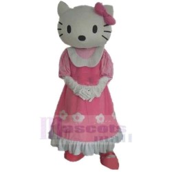 Hello Kitty Cat Mascot Costume Cartoon in Pink Dress