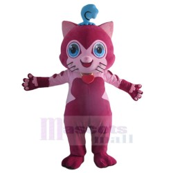 Pink Smiling Fuchsia Cat Mascot Costume Animal