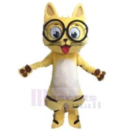 Schöne gelbe Katze Maskottchen Kostüm Tier mit Brille