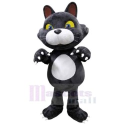 Gray And White Cat Mascot Costume Animal with Yellow Eyes