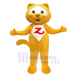 Funny Yellow And White Cat Mascot Costume Animal Adult