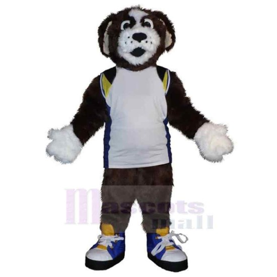 Superb Brown and White Dog Mascot Costume Animal in White Vest