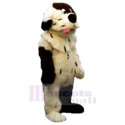 Soft and Hairy White and Brown Dog Mascot Costume Animal