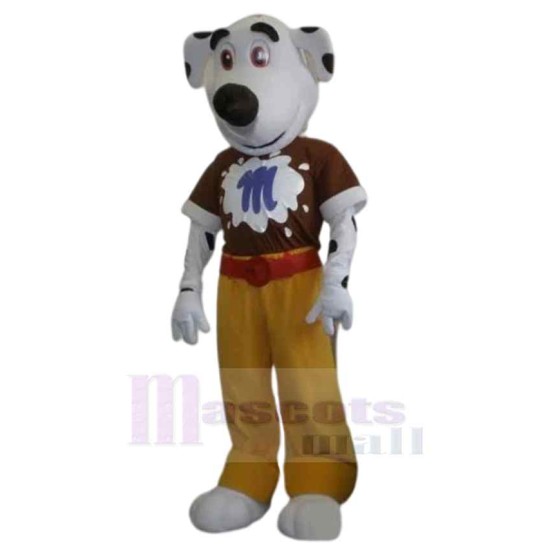 Black And White Dog Dalmatian Mascot Costume Animal with Yellow Pants