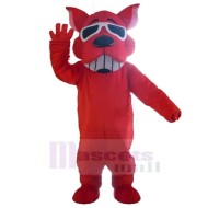 Smiling Sunglasses Red Dog Mascot Costume Animal