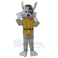 Beau chien blanc Costume de mascotte Animal en manteau jaune