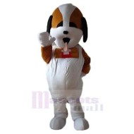 Cute White and Brown St. Bernard Dog Mascot Costume Animal