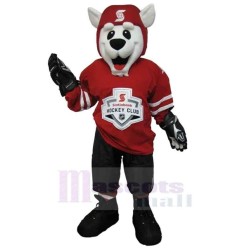 Sport White Dog Mascot Costume Animal Hockey Club