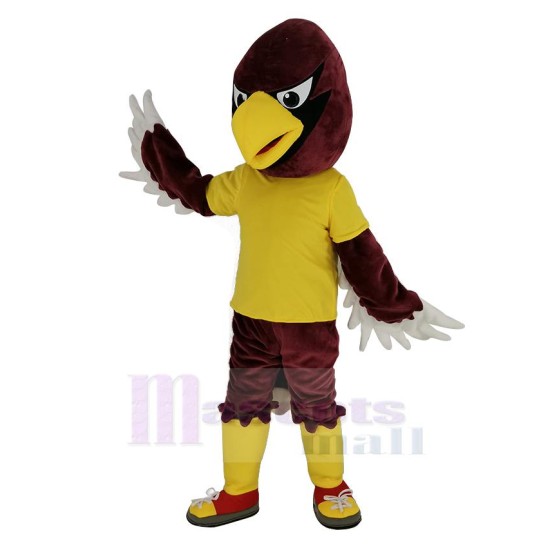 Red Cardinal Bird Mascot Costume in Yellow T-Shirt Animal