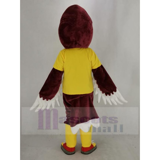 Red Cardinal Bird Mascot Costume in Yellow T-Shirt Animal