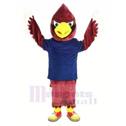 Pájaro cardenal rojo Disfraz de mascota en camiseta azul oscuro Animal