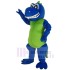 Smiling Blue Dragon Mascot Costume with Green Belly Animal