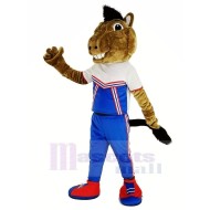 Smiling Sports Mustang Horse Mascot Costume Animal