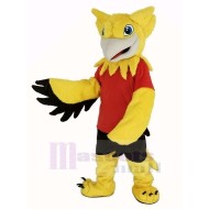 Yellow Gryphon Mascot Costume in Red T-shirt Animal