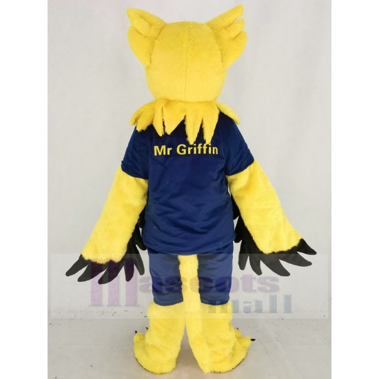 Yellow Gryphon Mascot Costume in Blue T-shirt Animal