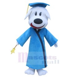 White Doctor Dog Mascot Costume Animal in Blue Coat