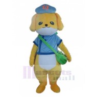 Yellow Dog Mascot Costume Animal with Green Bag