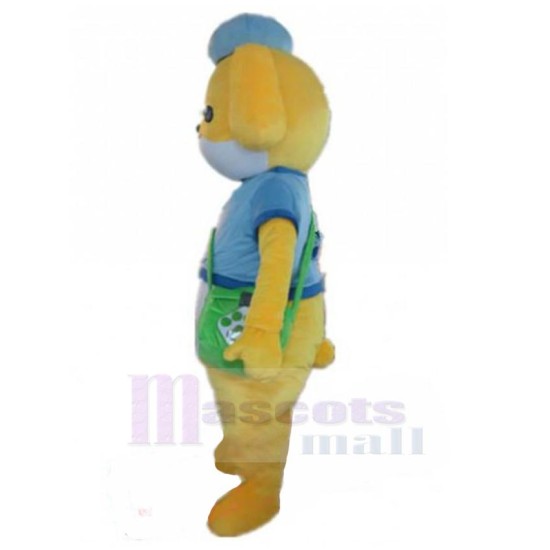 Yellow Dog Mascot Costume Animal with Green Bag