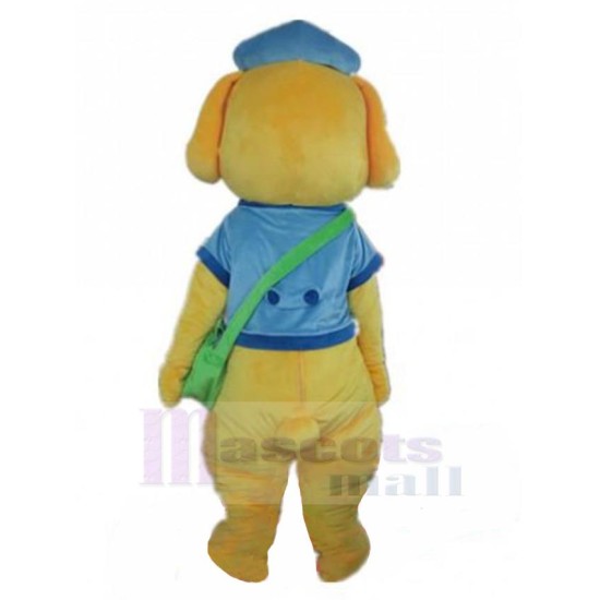 Yellow Dog Mascot Costume Animal with Green Bag