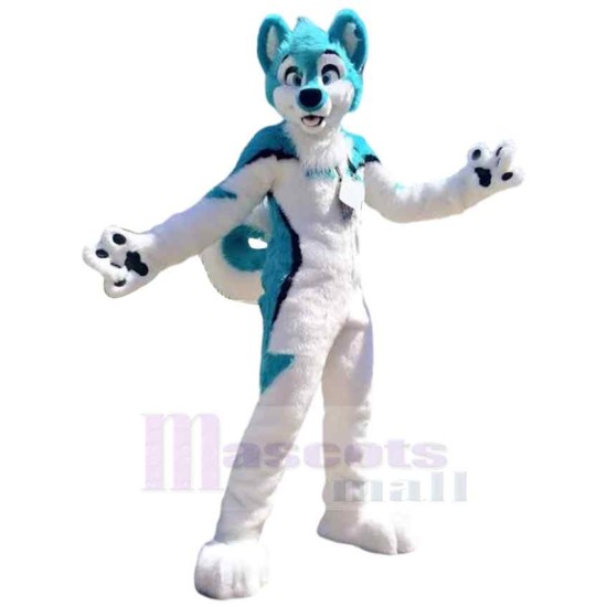 Slim Blue and White Husky Dog Mascot Costume Animal