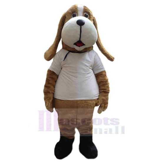 Hound Dog Mascot Costume Animal in White T-shirt