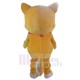 Smiling Yellow Dog Mascot Costume Animal with White Eyebrow